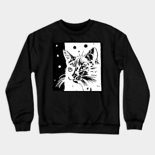 Abstract Black and White Cat Crewneck Sweatshirt